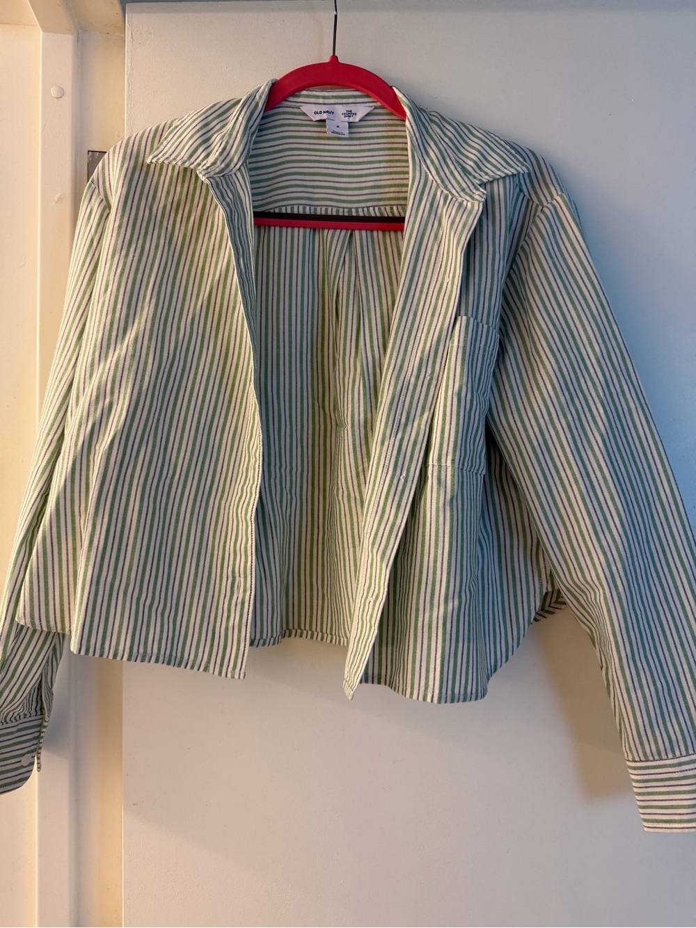 Old Navy The Cropped Shirt Green and White